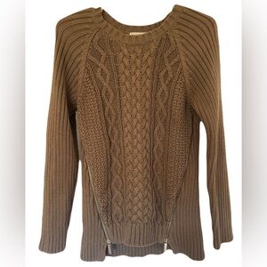 MICHAEL KORS Cable Knit Sweater with Zipper Detail